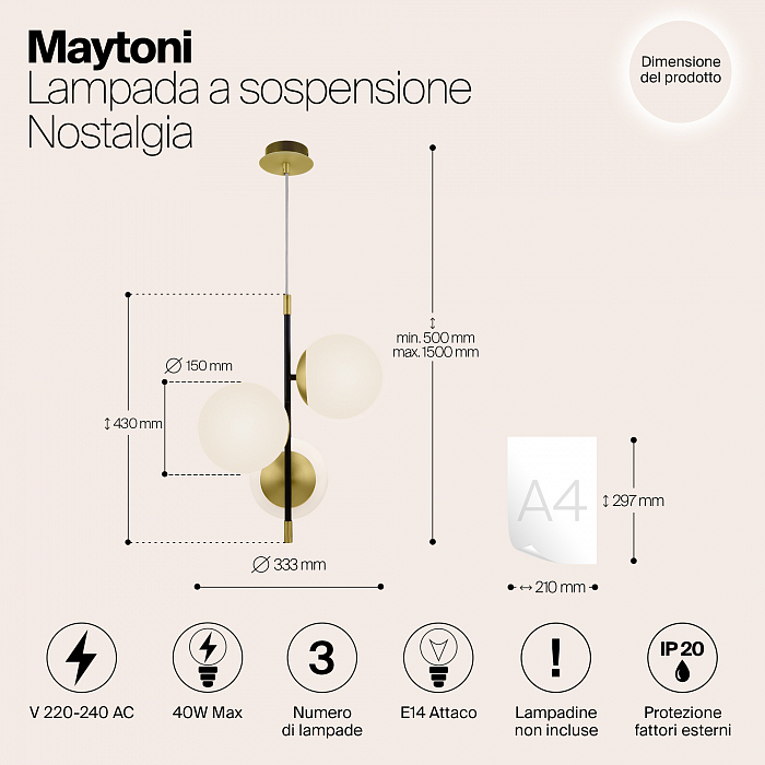 Светильник Maytoni MOD048PL-03G